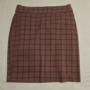 Maurices Maroon And Pink Grid Pencil Skirt